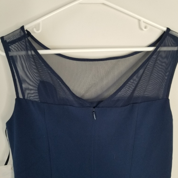 NWT Harper Rose Illusion Bateau Neck Laguna Crepe Dress Flower Detail Size 8P - Picture 6 of 16